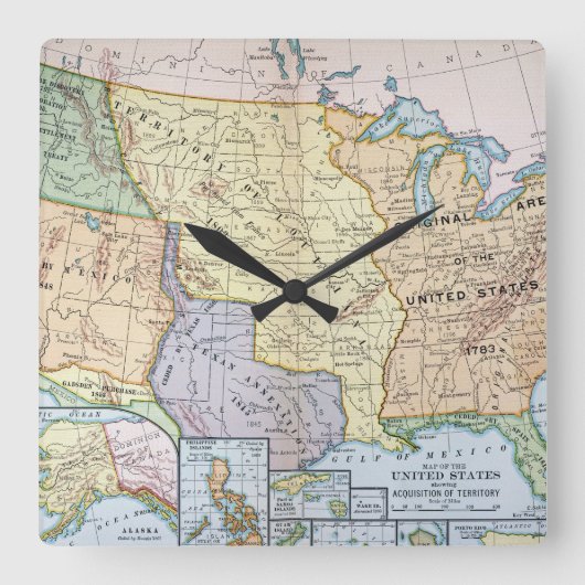 Kaart: Amerikaanse uitbreiding, 1905 Vierkante Klok (Voorkant)