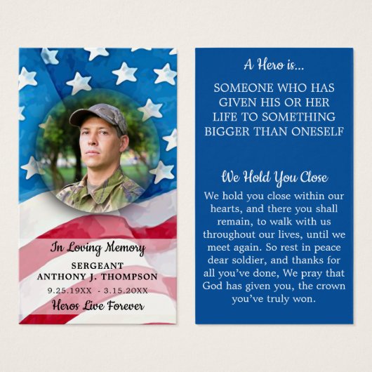 Kaart Amerikaanse vlag Militaire Gestallen Soldaat (Voorkant /achterkant)