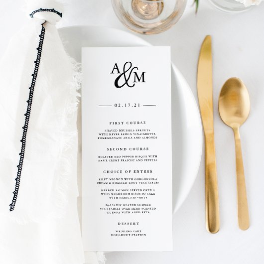 Kaart ampersand Monogram Wedding Menu