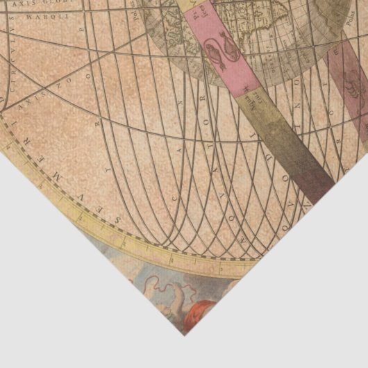 Kaart Antiek Onmiddellijk Ondoorzichtig Exemplaar Tissuepapier (Detail)