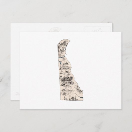  kaart Antiek staatskaart Delaware Afbeelding (Voorkant / Achterkant)