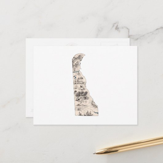  kaart Antiek staatskaart Delaware Afbeelding (Voorkant / Achterkant in situ)