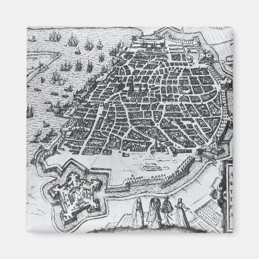 Kaart Antwerpen, 1598 Magneet (Voorkant)