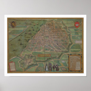 Kaart Antwerpen, van "Civitates Orbis Terrarum" do Poster