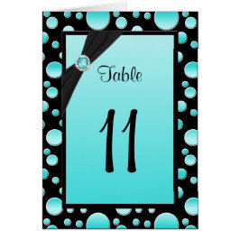 Kaart Aqua en Black Polka Dot Table Number