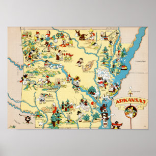  kaart Arkansas Poster
