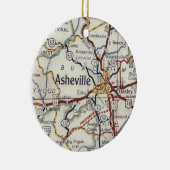  kaart Asheville NC Keramisch Ornament (Rechts)