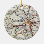  kaart Asheville NC Keramisch Ornament (Achterkant)