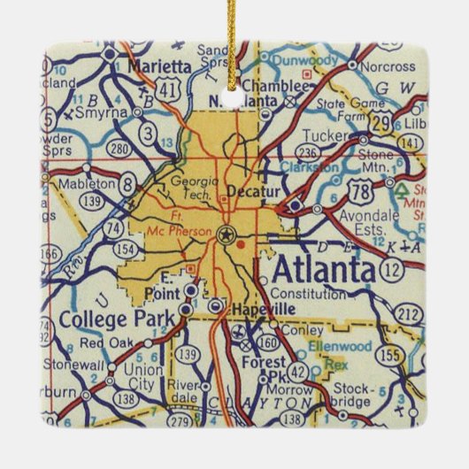 kaart Atlanta Keramisch Ornament (Achterkant)