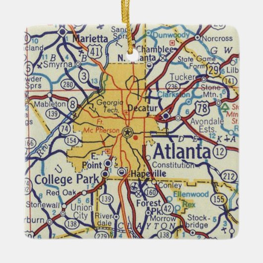  kaart Atlanta Keramisch Ornament (Voorkant)