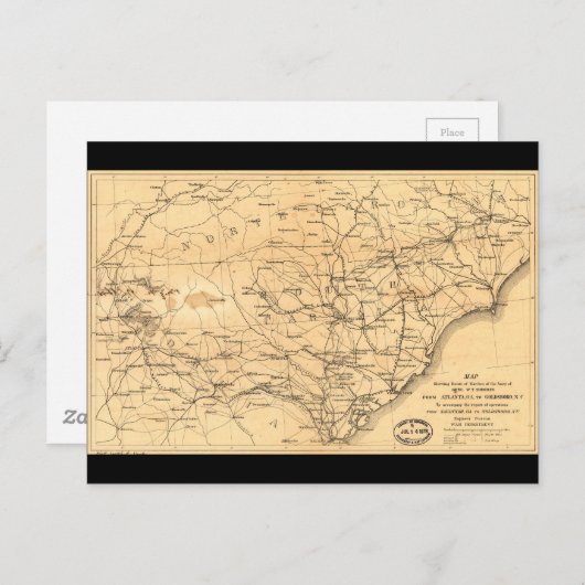 Kaart Atlanta van Sherman uit de burgeroorlog naar (Voorkant / Achterkant)