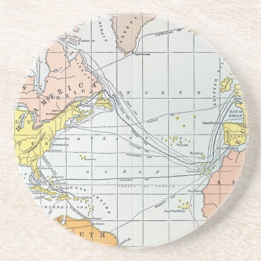 KAART: ATLANTISCHE REIZEN ZANDSTEEN ONDERZETTER (Voorkant)