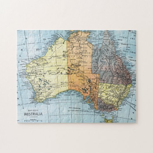 KAART: AUSTRALIË, c1890 Legpuzzel (Horizontaal)
