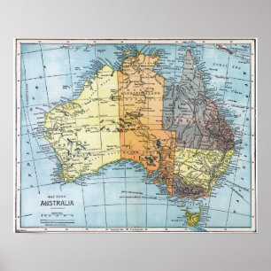 KAART: AUSTRALIË, c1890 Poster