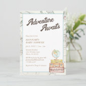 kaart Avontuur wacht op Baby shower Uitnodigen (Staand voorkant)