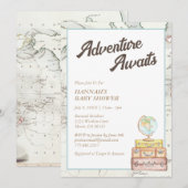 kaart Avontuur wacht op Baby shower Uitnodigen (Voorkant / Achterkant)