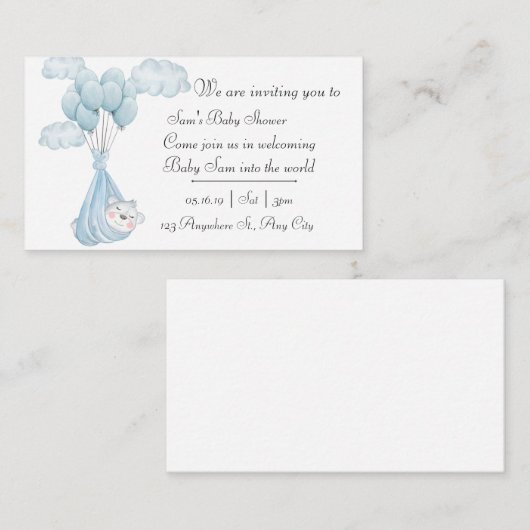 Kaart Baby shower behuizing (Voorkant / Achterkant)