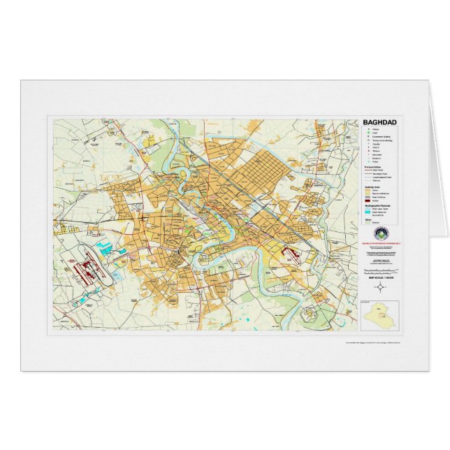 Kaart Bagdad City Irak - 2003 (Voorkant Horizontaal)