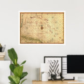 Kaart Bahama's en Cuba 1650 Poster (Thuiskantoor)