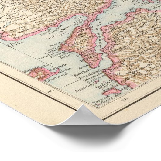 Kaart Balkanschiereiland en Constantinopel Poster (Hoek)