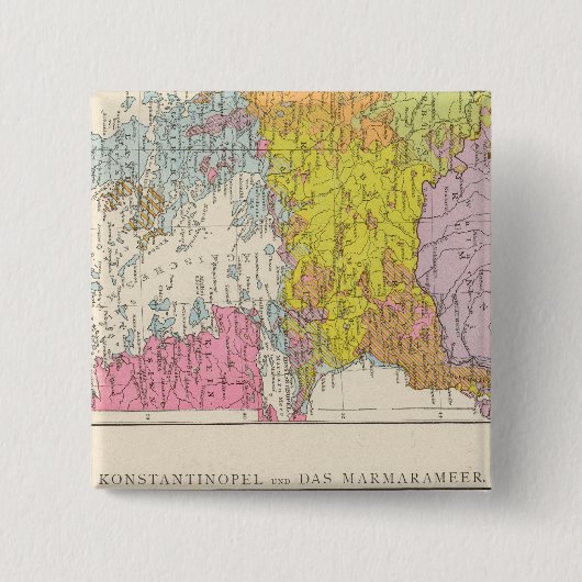 Kaart Balkanschiereiland en Constantinopel Vierkante Button 5,1 Cm (Voorkant)