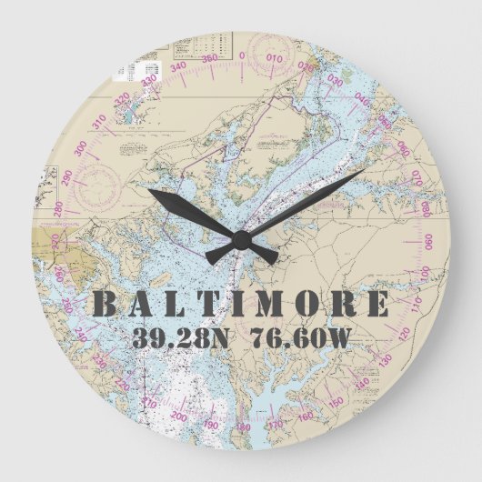  kaart Baltimore Chesapeake MD Grote Klok (Voorkant)