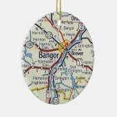  kaart Bangor Maine Keramisch Ornament (Rechts)