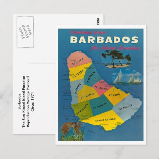  kaart Barbados (Voorkant / Achterkant)