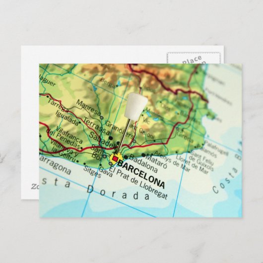 Kaart Barcelona, Spanje (Voorkant / Achterkant)