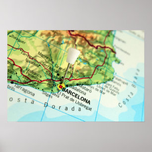 Kaart Barcelona, Spanje Poster