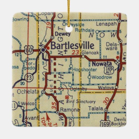 kaart Bartlesville OK Keramisch Ornament (Achterkant)