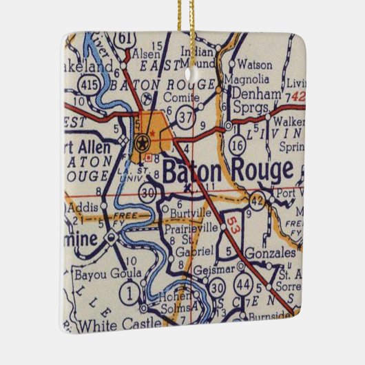  kaart Baton Rouge Keramisch Ornament (Rechts)