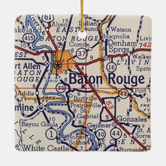  kaart Baton Rouge Keramisch Ornament (Achterkant)