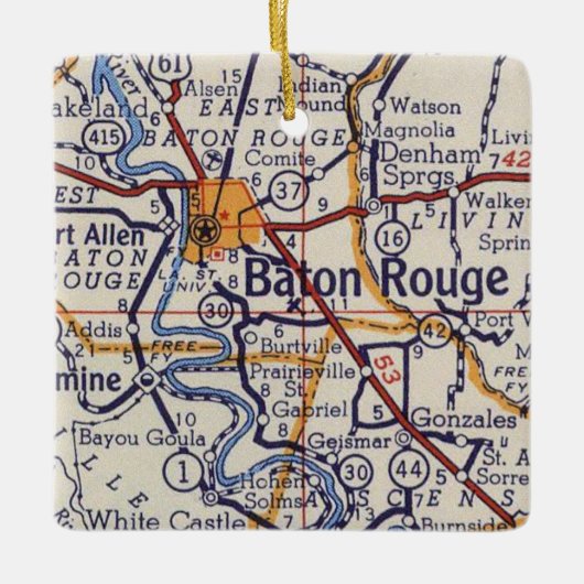  kaart Baton Rouge Keramisch Ornament (Voorkant)