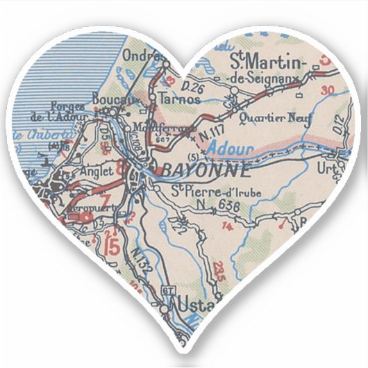  kaart Bayonne France Sticker (Voorkant)