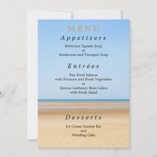 Kaart Beach Wedding Menu (Voorkant)