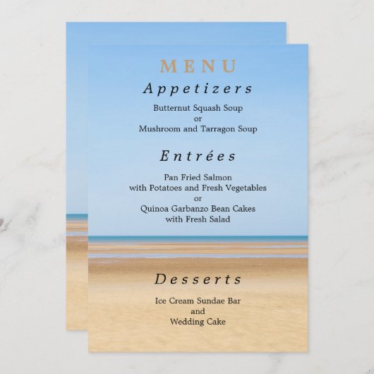 Kaart Beach Wedding Menu (Voorkant / Achterkant)
