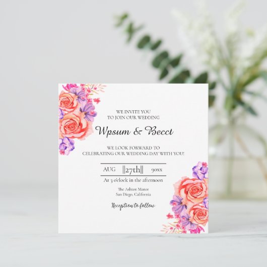 Kaart Beauful Floral Iivitation Kaart (Staand voorkant)