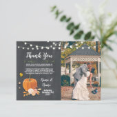Kaart Bedankt Foto Pompoen Lichten Pot Krijt (Staand voorkant)