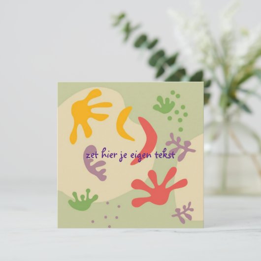 kaart bedankt met abstracte bloem  (Staand voorkant)