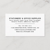 Kaart, benodigdheden en kantoorbenodigdheden, Stat Visitekaartje (Achterkant)