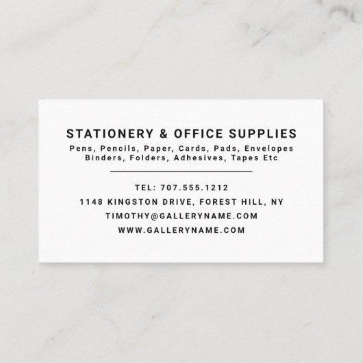 Kaart, benodigdheden en kantoorbenodigdheden, Stat Visitekaartje (Achterkant)