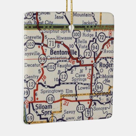  kaart Bentonville AR Keramisch Ornament (Rechts)