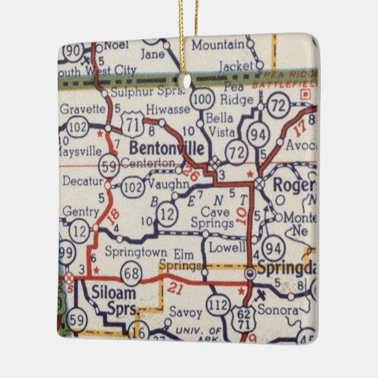  kaart Bentonville AR Keramisch Ornament (Links)