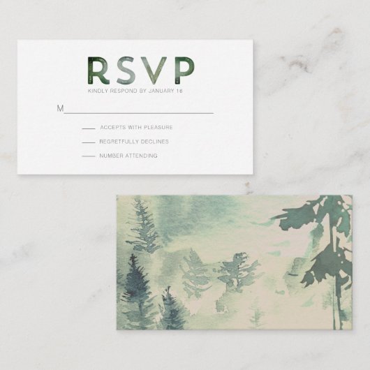 Kaart Bergbos Modern RSVP Enclosure (Voorkant / Achterkant)