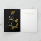 Kaart Best Wishes Birthday Black Gold Floral (Binnen)