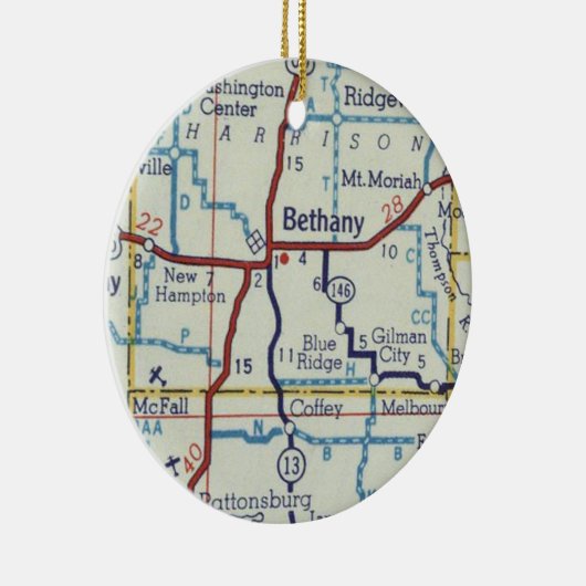  kaart Bethany MO Keramisch Ornament (Rechts)