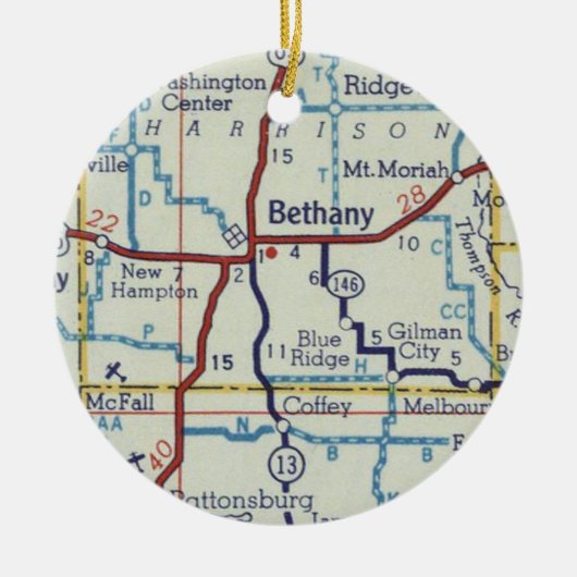  kaart Bethany MO Keramisch Ornament (Voorkant)