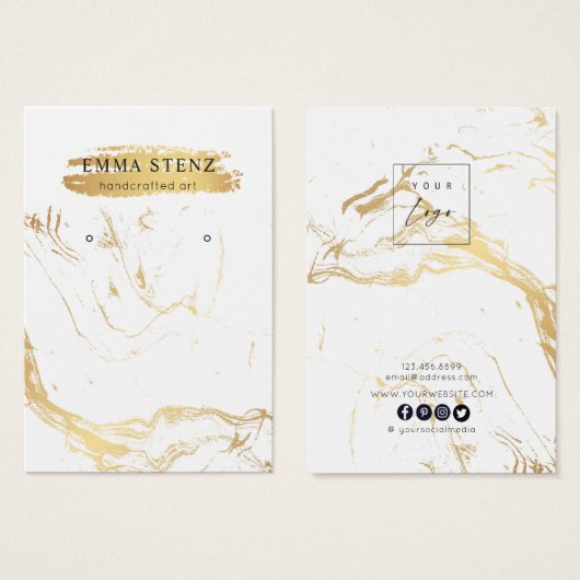 Kaart bezorgen ・ Gold Marble Pattern Logo (Voorkant /achterkant)