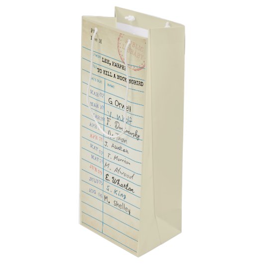 Kaart bibliotheek wijn cadeautas (Voorkant Gekanteld)